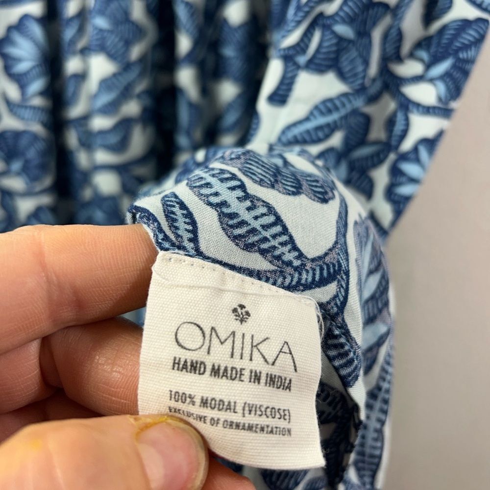 Omika ladies midi maxi dress large blue white peasant cottagecore corpcore day - Picture 5 of 16